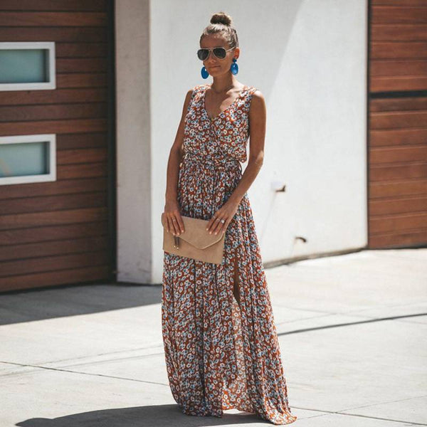 amazon boho maxi dress Boho Floral Print Maxi Dress  Top Boho
