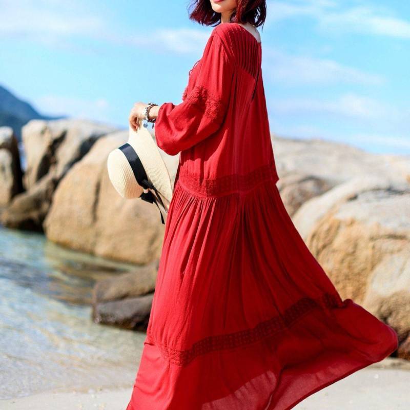 hippie bohemian dresses Desert Solstice Hippie Boho Maxi Dress, Earthy Print Bell Sleeve Tiered Dress, Bohemian Style Button up Long Sleeve Fall Earth Tone Dress