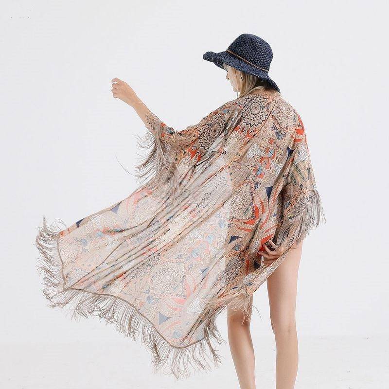 Bohemian Kimono - Retro Print Chiffon-Be-Bohemian