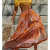 Bohemian Skirt - Orange Floral Print Split-Be-Bohemian