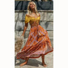 Bohemian Skirt - Orange Floral Print Split-Be-Bohemian