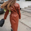 Bohemian Top - Leather Coat with Belt-Be-Bohemian