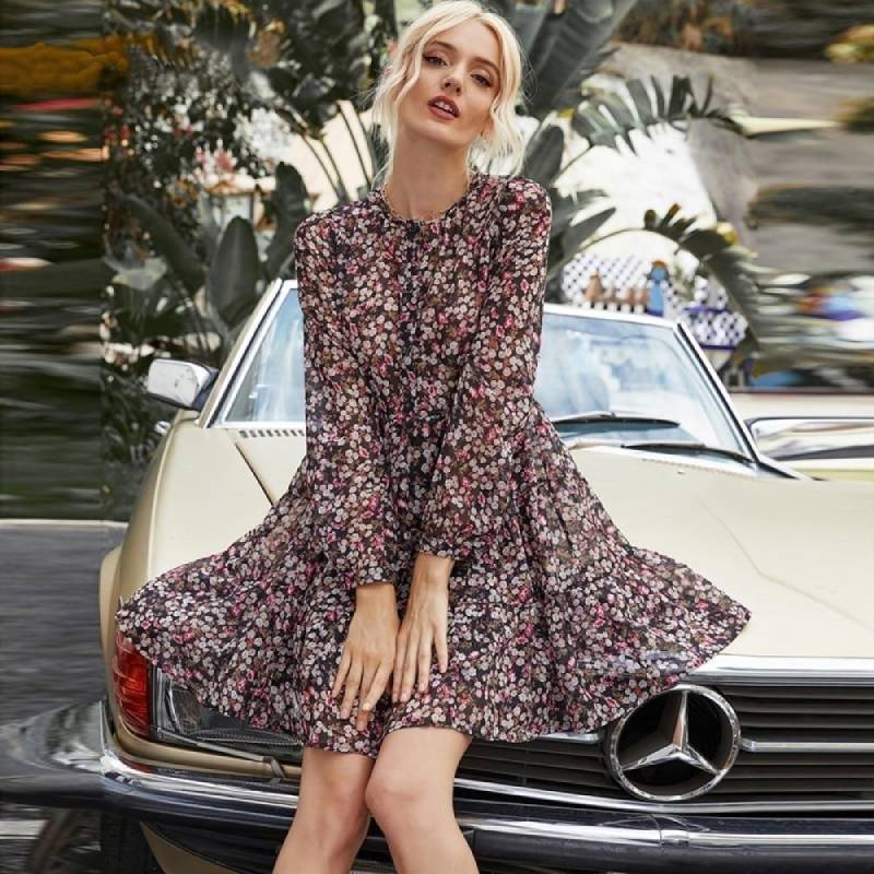 Boho Dress - Floral Pleats-Be-Bohemian