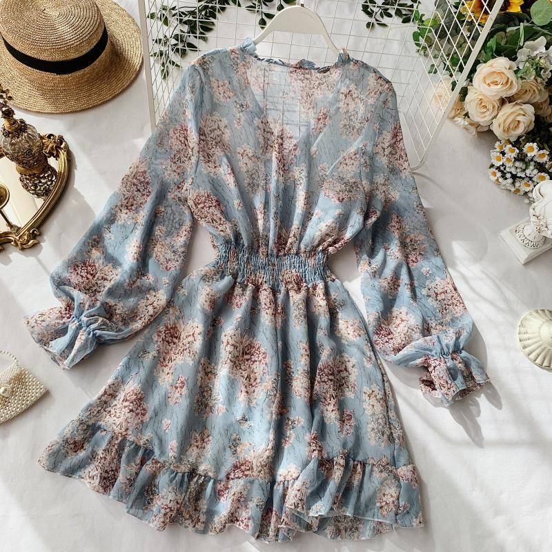 Boho Dress - French Long-Sleeved Chiffon