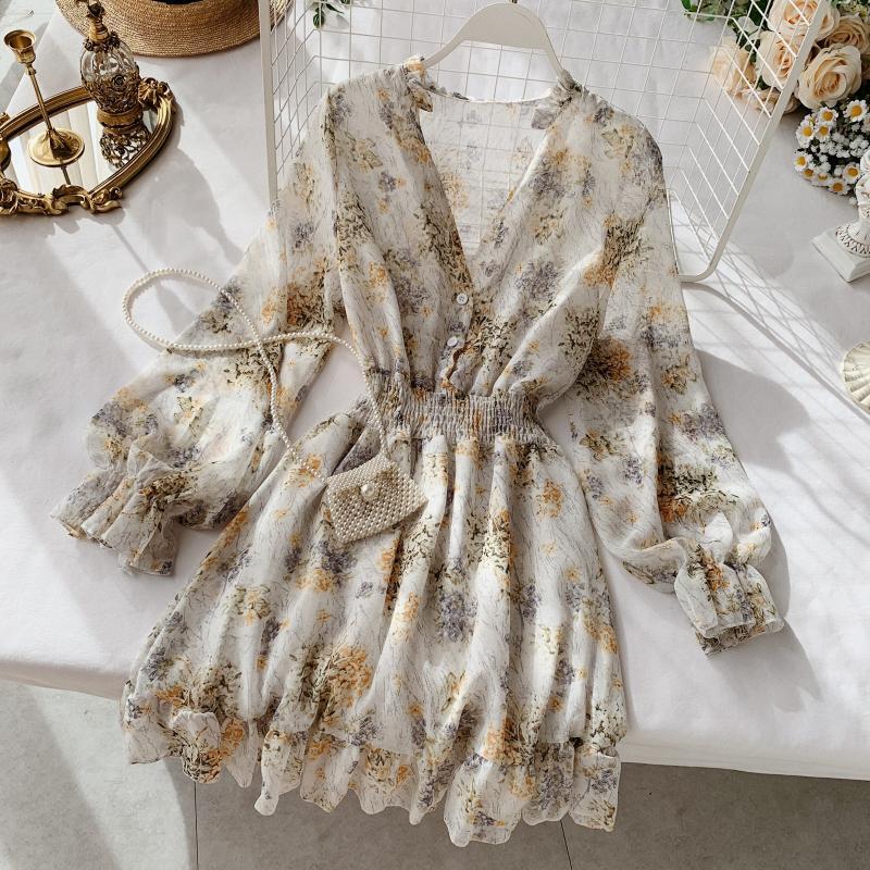 Boho Dress - French Long-Sleeved Chiffon - Be-Bohemian Boho Dress - French Long-Sleeved Chiffon - Be-Bohemian