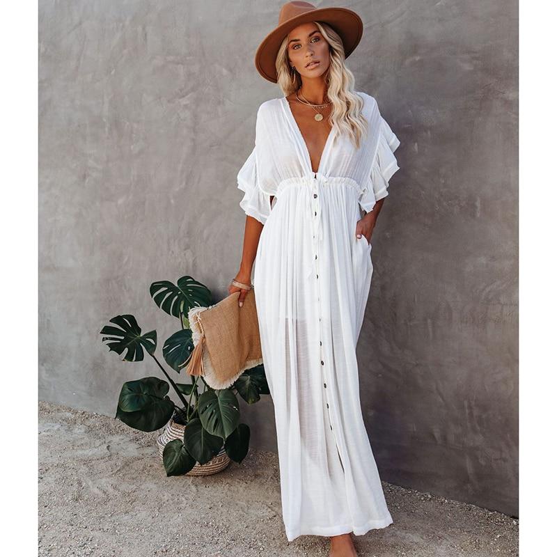 Boho Dress - Long Maxi Solid V neck - Be-Bohemian Boho Dress - Long Maxi Solid V neck - Be-Bohemian