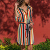 Boho Dress - Striped Shirt Dress-Be-Bohemian