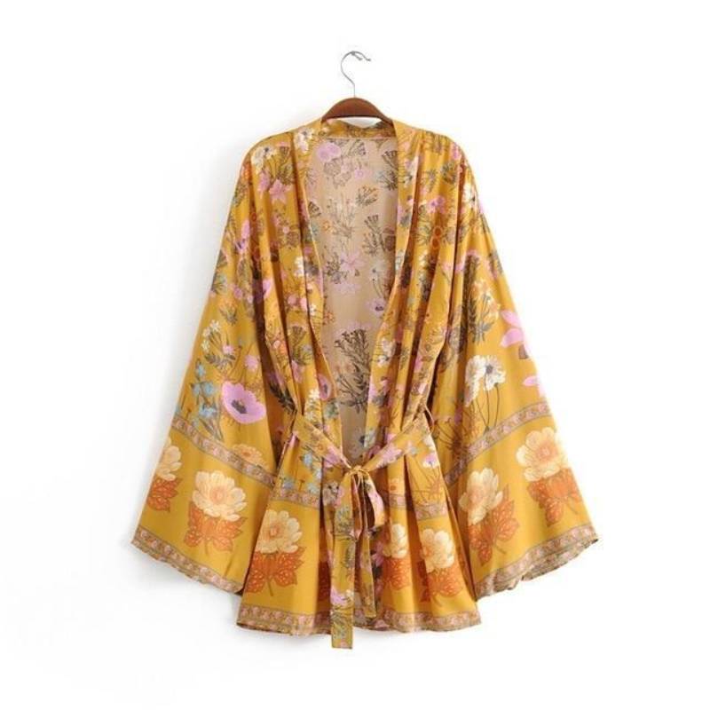Boho Kimono - Long Sleeves w Sash-Be-Bohemian