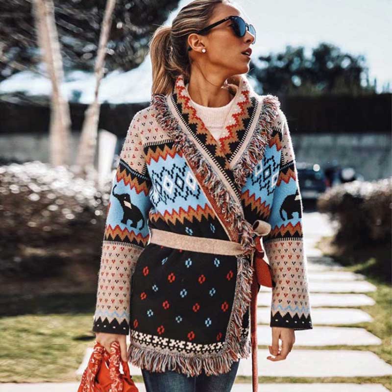 Boho Top - Cashmere cardi w/ Fringe-Be-Bohemian