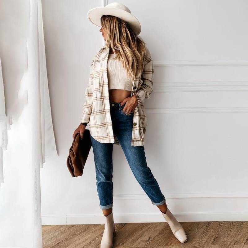 Boho Top - Long Plaid Shirt-Be-Bohemian